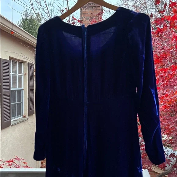Vintage 70’s Milkmaid Velvet Goth Blue Peasant Gunne Sax 80’s Maxi Dress Gown M - Picture 6 of 17